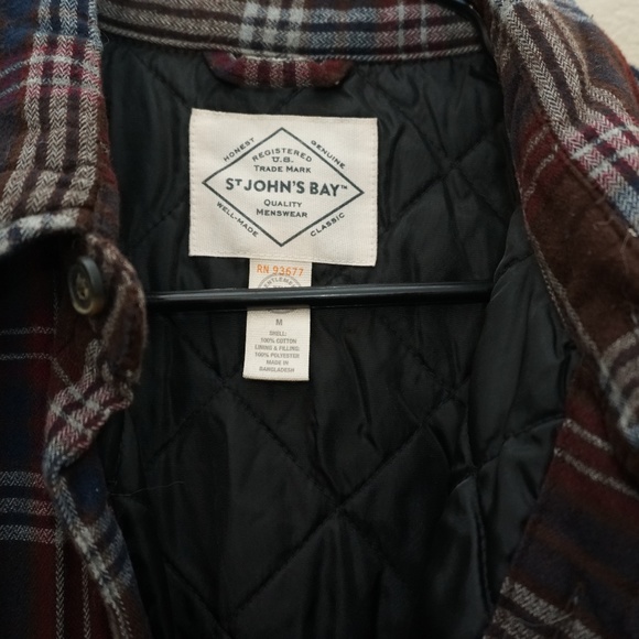 St. Johns Bay Quilted Line Flannel Shirt Jacket M - Picture 3 of 6